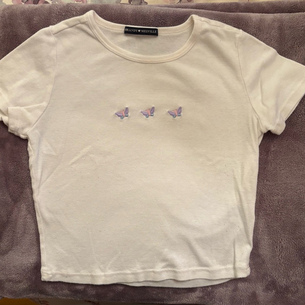 Brandy Melville Tee Shirt Top with Butterflies